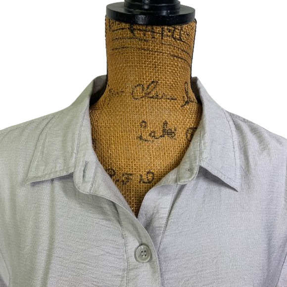 CHICO'S Light Gray Long Sleeve Blouson Shirt Dress‎ - Picture 2 of 15